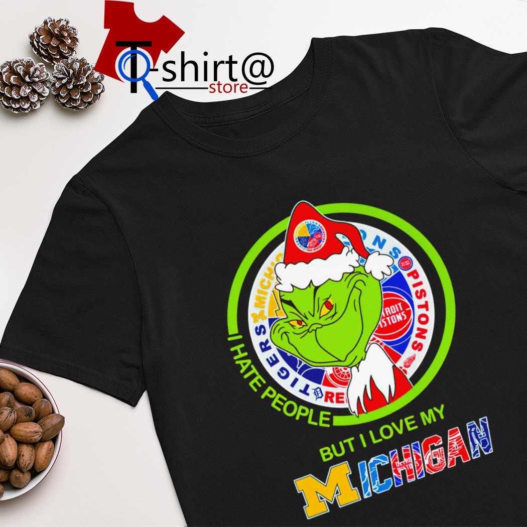 Best the Grinch I hate people but i love my Michigan logo shirt